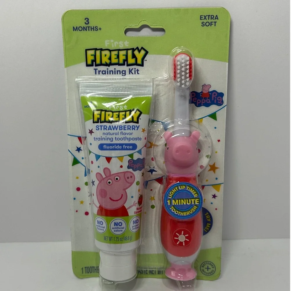 First Firefly Peppa Pig Training Kit‎ Light Up Timer Toothbrush Strawberry Paste